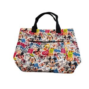 Disney Parks Mickey Friends Nerds All Over Print Tote Bag Multicolor 17"x14"